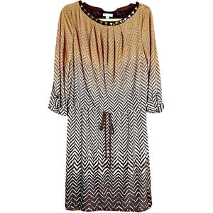 London Times Womens Size 10 Dress Blouson Geometric Slouch Waist Geometric Print